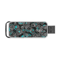 Gray And Blue Abstract Art Portable Usb Flash (one Side)