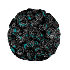 Gray And Blue Abstract Art Standard 15  Premium Round Cushions