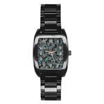 Gray and blue abstract art Stainless Steel Barrel Watch Front