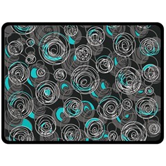 Gray And Blue Abstract Art Double Sided Fleece Blanket (large) 