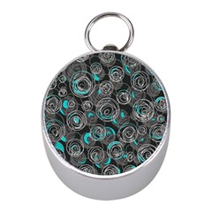 Gray And Blue Abstract Art Mini Silver Compasses