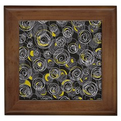 Gray And Yellow Abstract Art Framed Tiles by Valentinaart