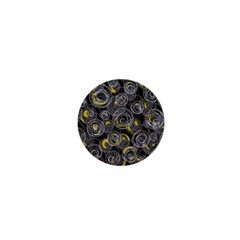 Gray And Yellow Abstract Art 1  Mini Buttons