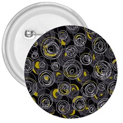 Gray And Yellow Abstract Art 3  Buttons