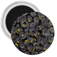 Gray And Yellow Abstract Art 3  Magnets by Valentinaart