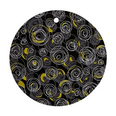 Gray And Yellow Abstract Art Ornament (round)  by Valentinaart