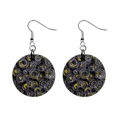 Gray And Yellow Abstract Art Mini Button Earrings