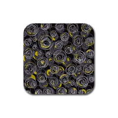 Gray And Yellow Abstract Art Rubber Square Coaster (4 Pack)  by Valentinaart