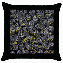 Gray And Yellow Abstract Art Throw Pillow Case (black) by Valentinaart