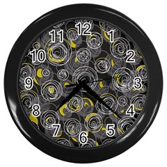 Gray And Yellow Abstract Art Wall Clocks (black)