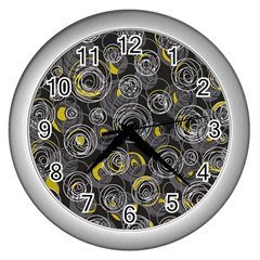 Gray And Yellow Abstract Art Wall Clocks (silver) 