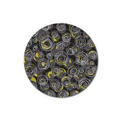 Gray And Yellow Abstract Art Magnet 3  (round)