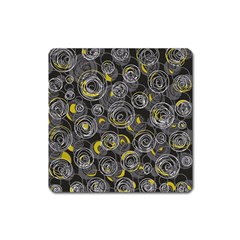 Gray And Yellow Abstract Art Square Magnet