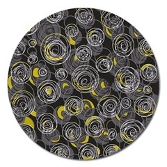 Gray And Yellow Abstract Art Magnet 5  (round) by Valentinaart