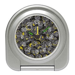 Gray And Yellow Abstract Art Travel Alarm Clocks