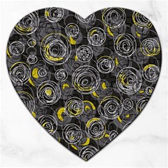 Gray And Yellow Abstract Art Jigsaw Puzzle (heart)