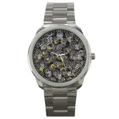 Gray And Yellow Abstract Art Sport Metal Watch