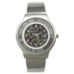 Gray and yellow abstract art Stainless Steel Watch Front