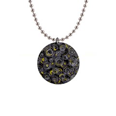 Gray And Yellow Abstract Art Button Necklaces