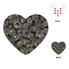 Gray And Yellow Abstract Art Playing Cards (heart) 