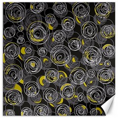 Gray And Yellow Abstract Art Canvas 12  X 12   by Valentinaart