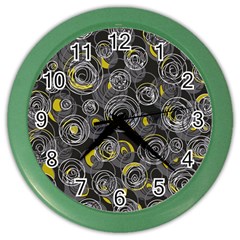 Gray And Yellow Abstract Art Color Wall Clocks