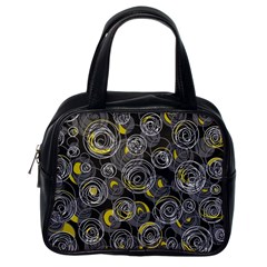 Gray And Yellow Abstract Art Classic Handbags (one Side)