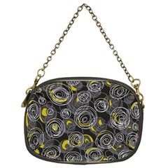 Gray And Yellow Abstract Art Chain Purses (one Side)  by Valentinaart