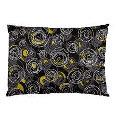 Gray And Yellow Abstract Art Pillow Case by Valentinaart