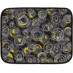 Gray And Yellow Abstract Art Fleece Blanket (mini) by Valentinaart