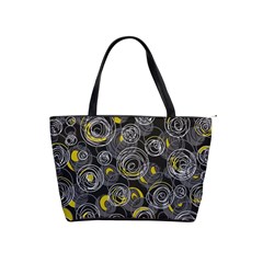 Gray And Yellow Abstract Art Shoulder Handbags