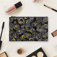 Gray And Yellow Abstract Art Cosmetic Bag (medium) 