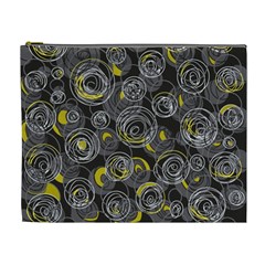 Gray And Yellow Abstract Art Cosmetic Bag (xl)