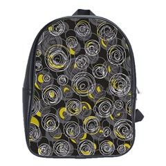 Gray And Yellow Abstract Art School Bags(large) 