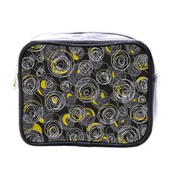 Gray And Yellow Abstract Art Mini Toiletries Bags