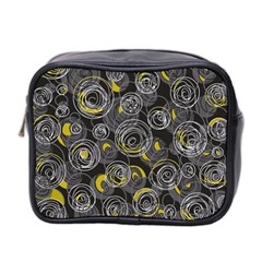 Gray And Yellow Abstract Art Mini Toiletries Bag 2-side