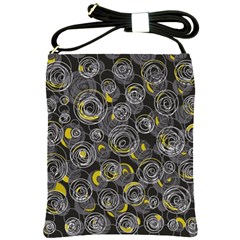 Gray And Yellow Abstract Art Shoulder Sling Bags by Valentinaart