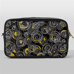 Gray And Yellow Abstract Art Toiletries Bags