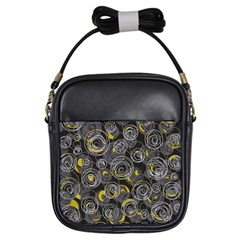 Gray And Yellow Abstract Art Girls Sling Bags