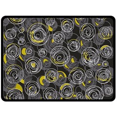 Gray And Yellow Abstract Art Fleece Blanket (large) 