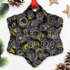 Gray And Yellow Abstract Art Ornament (snowflake) 