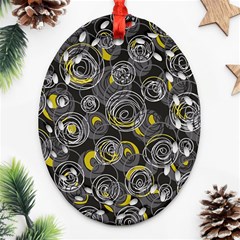 Gray And Yellow Abstract Art Oval Filigree Ornament (2-side) 