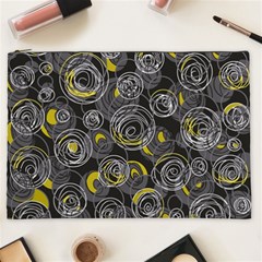 Gray And Yellow Abstract Art Cosmetic Bag (xxl) 