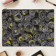 Gray And Yellow Abstract Art Cosmetic Bag (xxxl) 