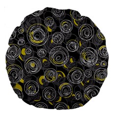 Gray And Yellow Abstract Art Large 18  Premium Round Cushions