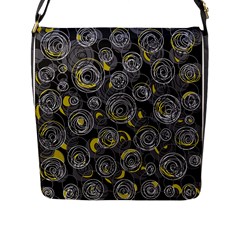 Gray And Yellow Abstract Art Flap Messenger Bag (l) 