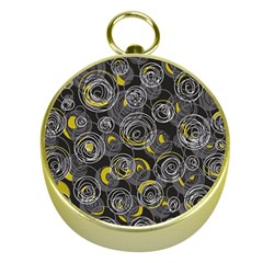 Gray And Yellow Abstract Art Gold Compasses