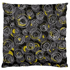 Gray And Yellow Abstract Art Large Flano Cushion Case (two Sides) by Valentinaart