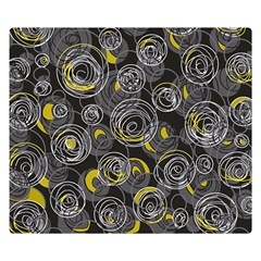 Gray And Yellow Abstract Art Double Sided Flano Blanket (small) 