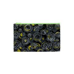 Gray And Yellow Abstract Art Cosmetic Bag (xs)